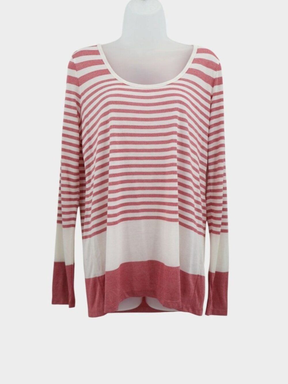 Vince Striped Scoopneck Shirt Tunic Lightweight Mauve Pink White Size Medium - Picture 1 of 10